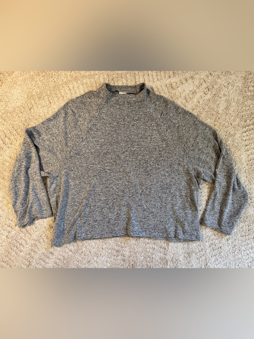 H&M boxy gray mock neck sweater top, size XL, EUC!